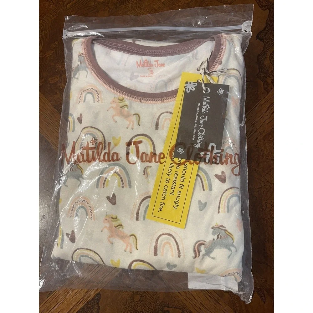 Matilda Jane Girls Sutton Unicorn Pjs Pajamas size 2 Rainbows Super‎ Soft New